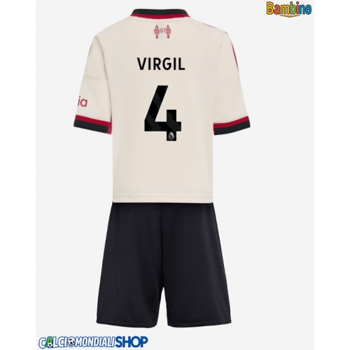 Maglie da calcio Liverpool Virgil van Dijk #4 Seconda Maglia Bambino 2025-26 Manica Corta + Pantaloni corti)